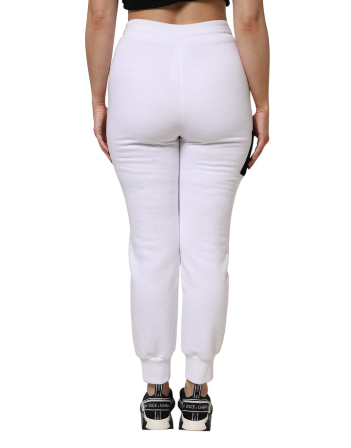 White Cotton Stretch Jogger Sweatpants Pants