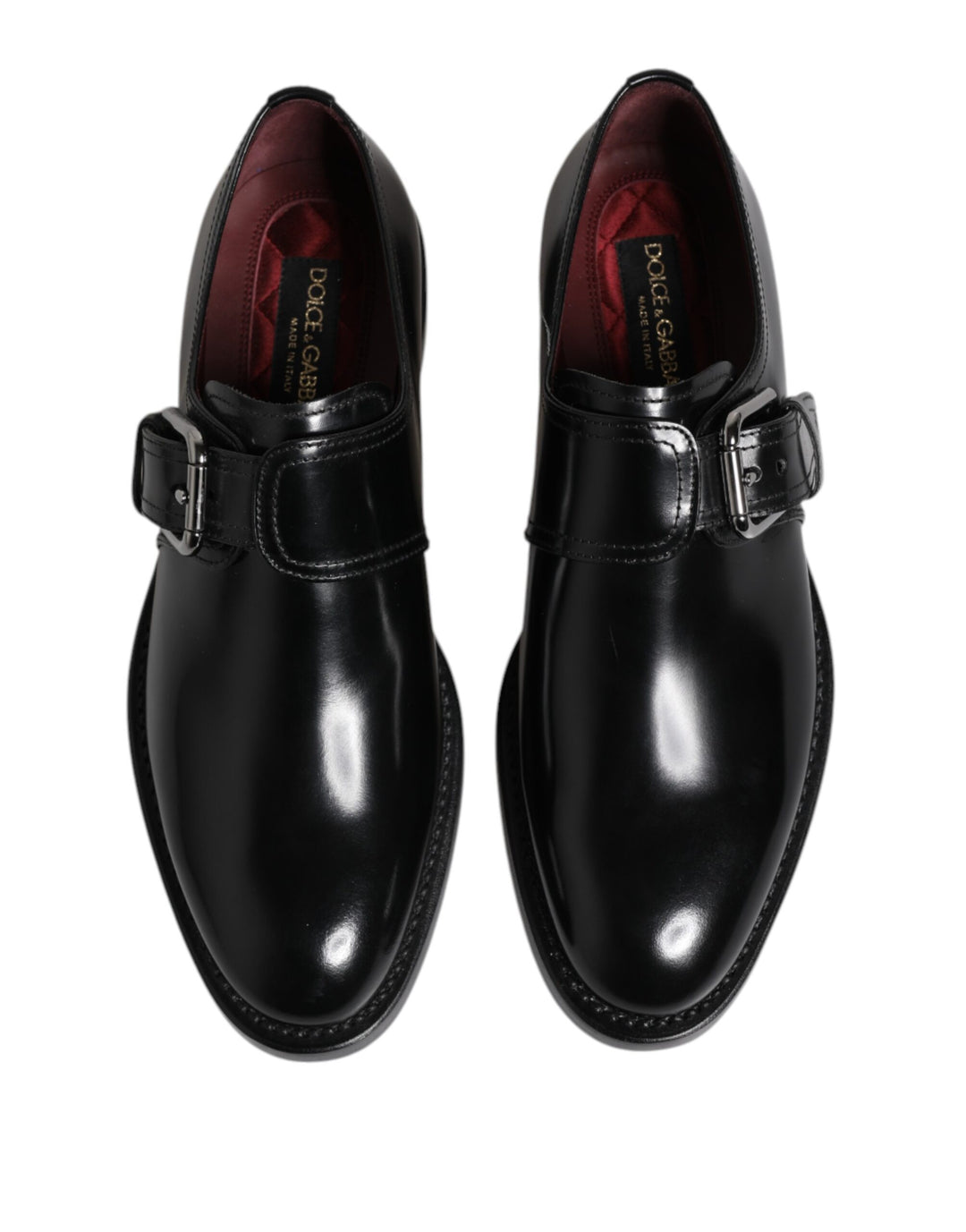Black Leather Monk Strap Derby Formal Shoes