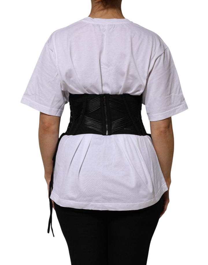 Black Cotton Waist LaceUp Strap Corset Belt