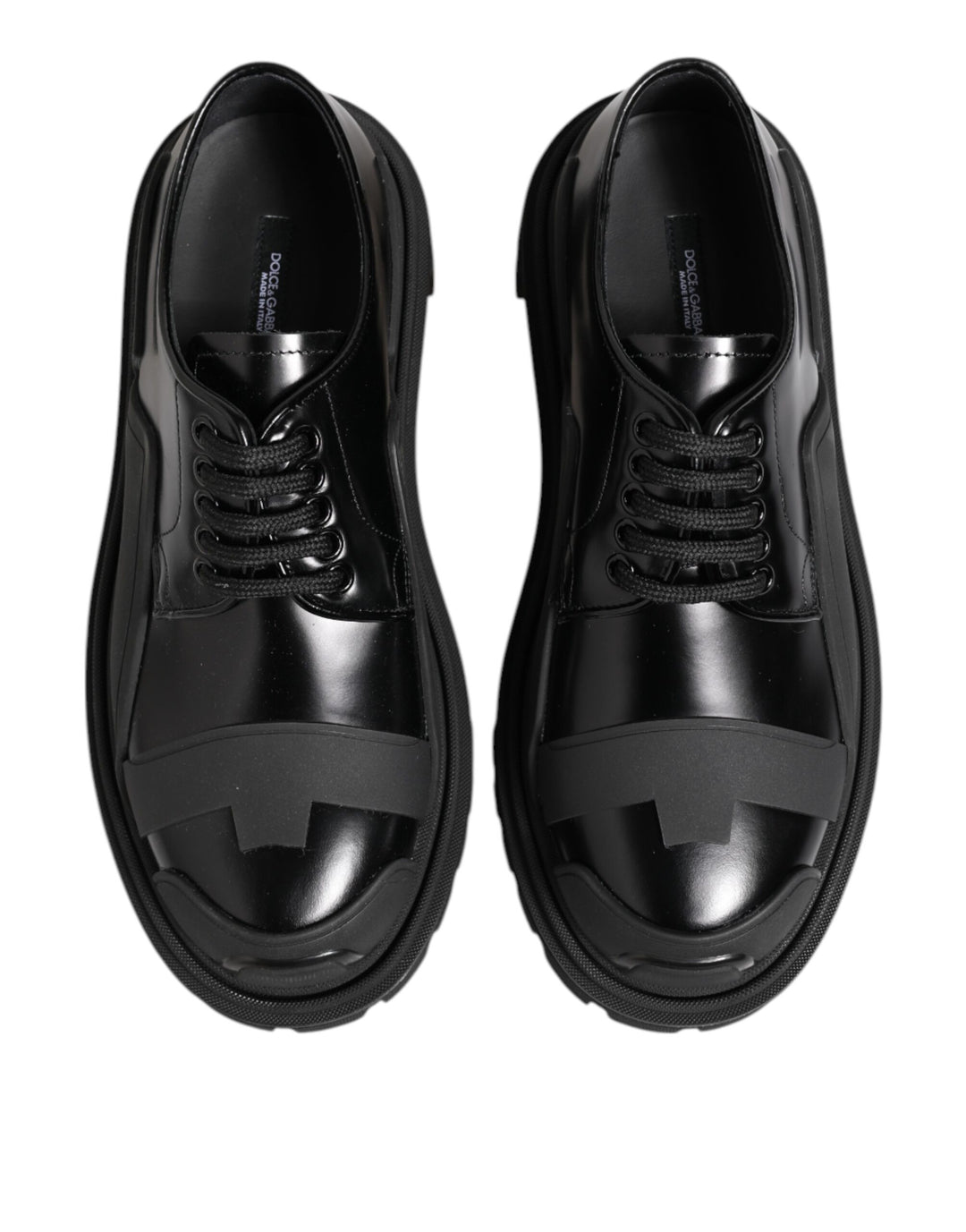 Black Patent Leather Trekking Derby Shoes