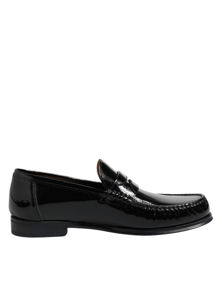 Black Leather Slip On Loafers Dress Shoes