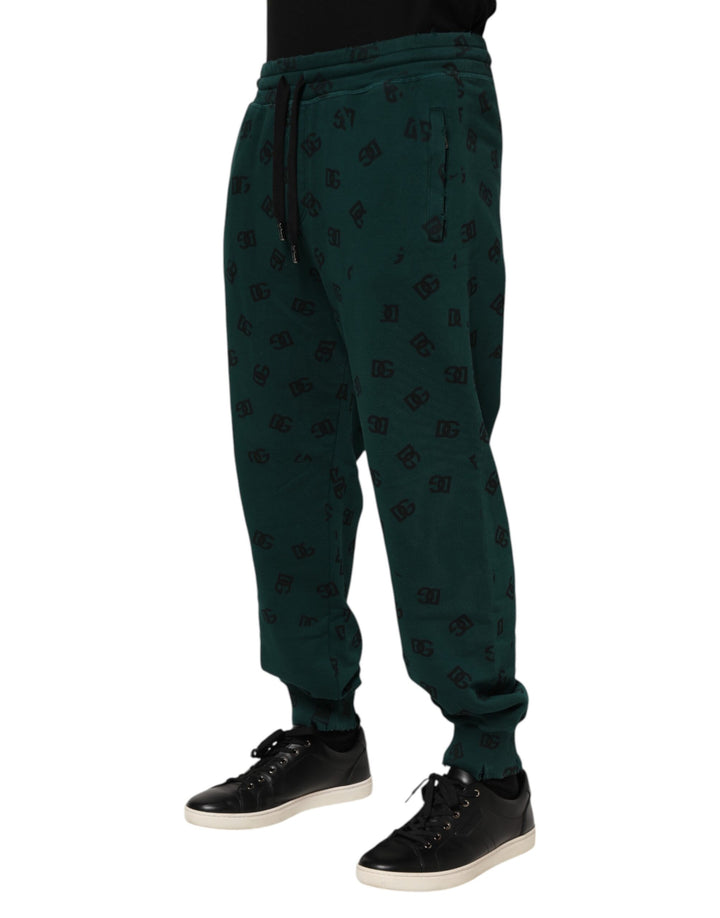 Green Logo Print Jogger Men Sweatpants Pants