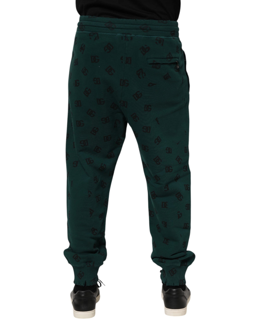 Green Logo Print Jogger Men Sweatpants Pants