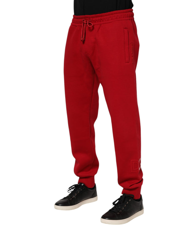 Red Cotton Logo Jogger Men Sweatpants Pants
