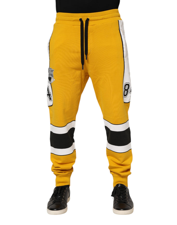 Yellow Cotton Drawstring Jogger Pants