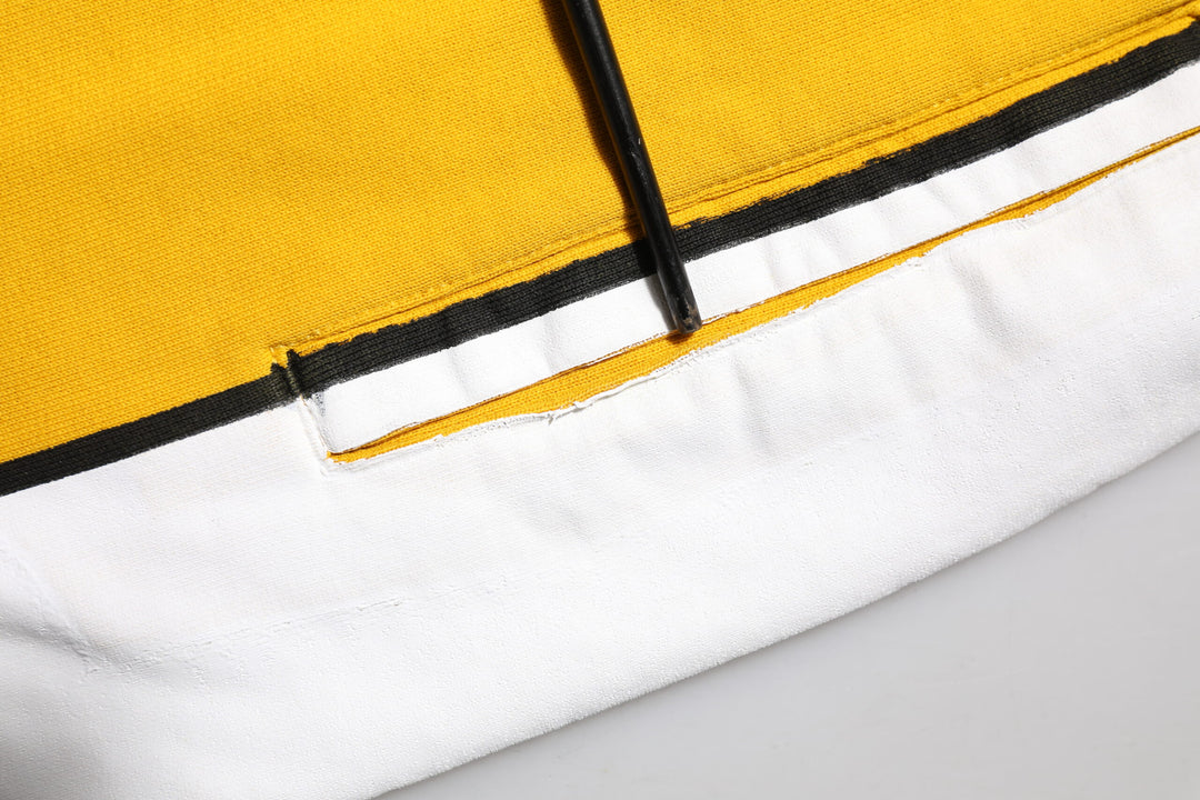 Yellow Print Cotton Drawstring Jogger Pants