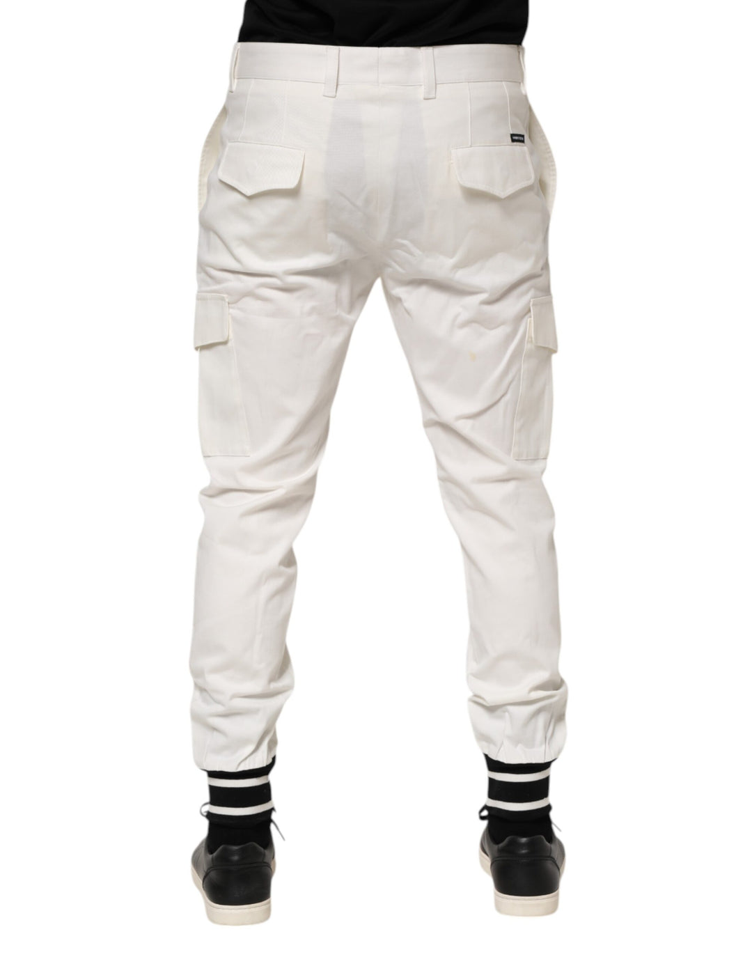 White Cotton Jogger Cargo Skinny Men Pants