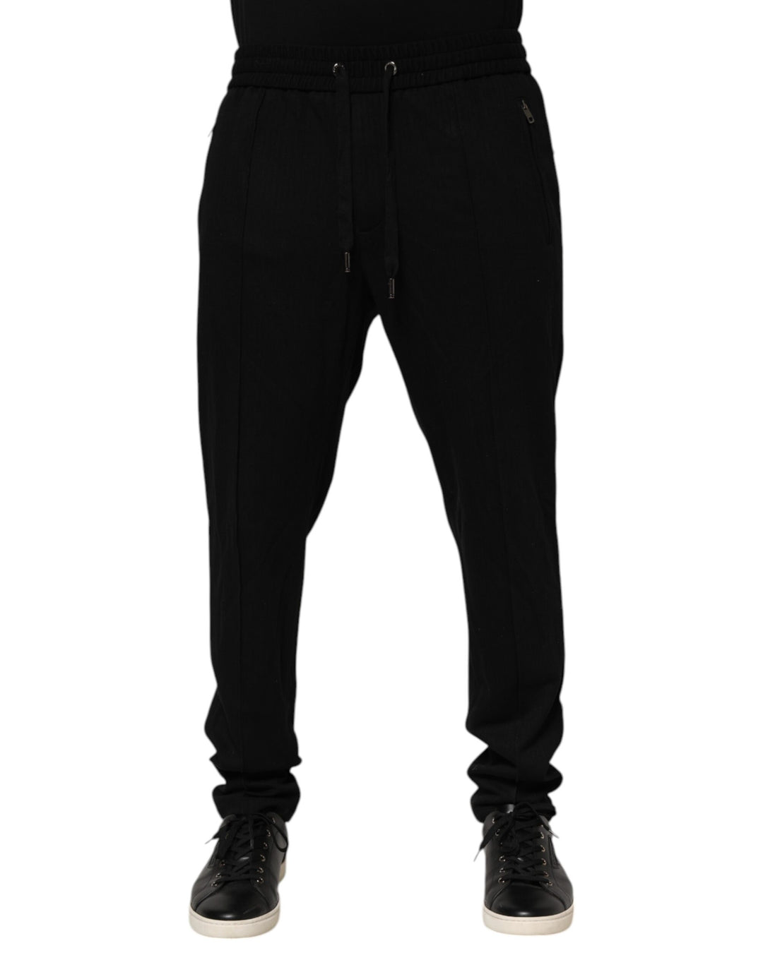Black Viscose Skinny Logo Men Jogger Pants
