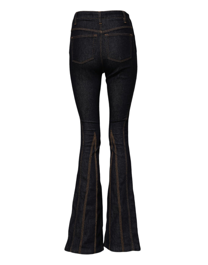 Black Cotton Mid Waist Bootcut Denim Jeans