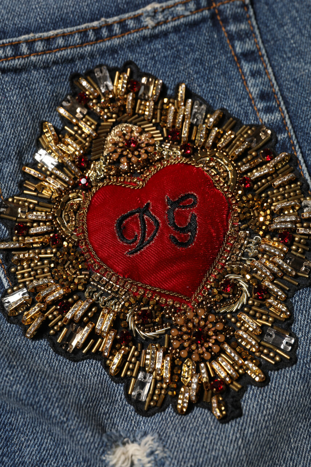 Blue Cotton Boyfriend Tattered Denim Jeans