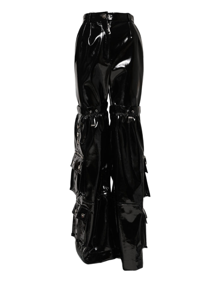 Black High Waist Cargo Bootcut Pants