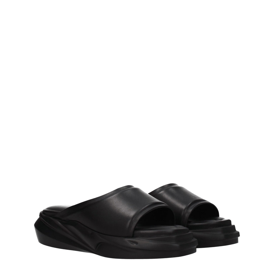 Black Leather Slippers