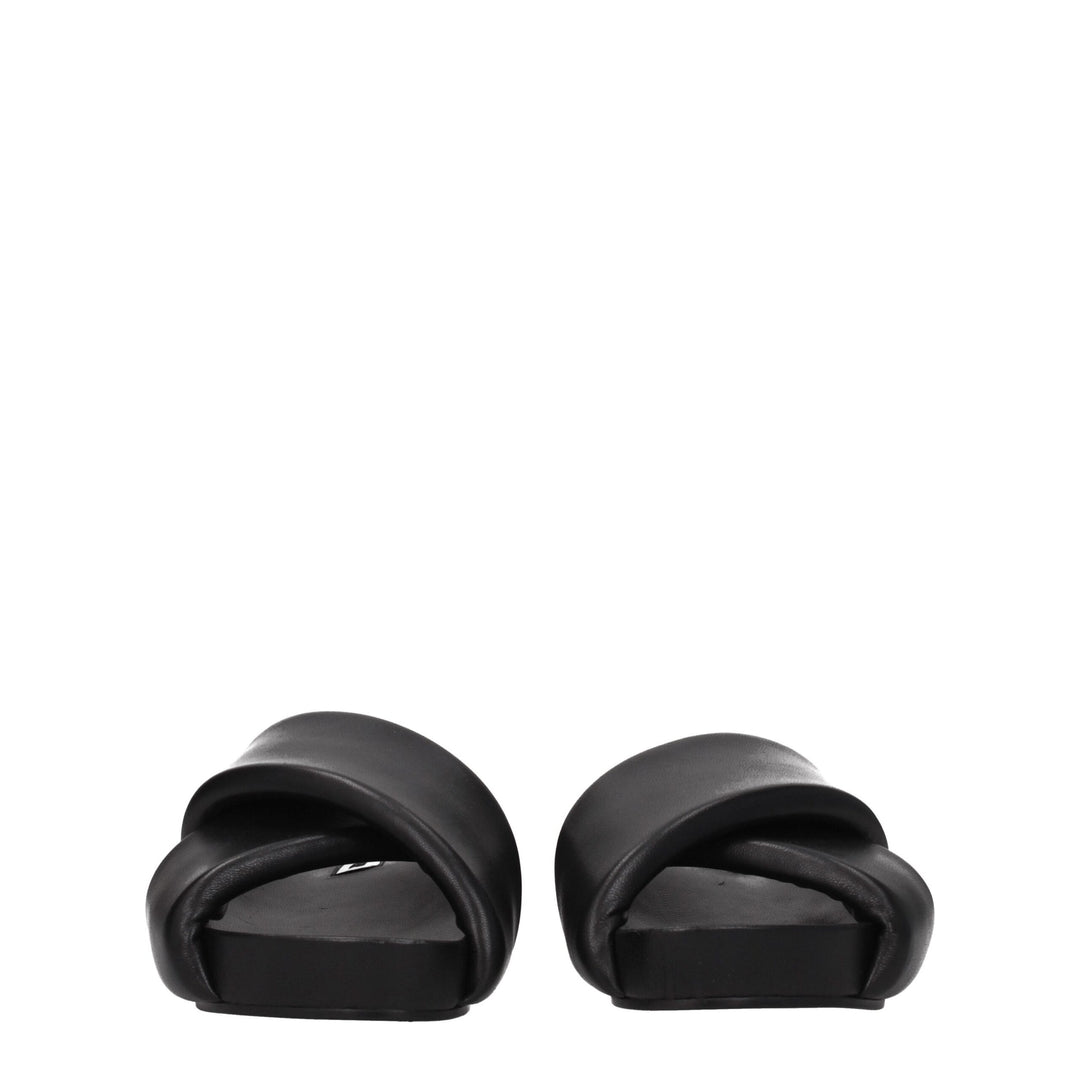 Black Leather Slippers