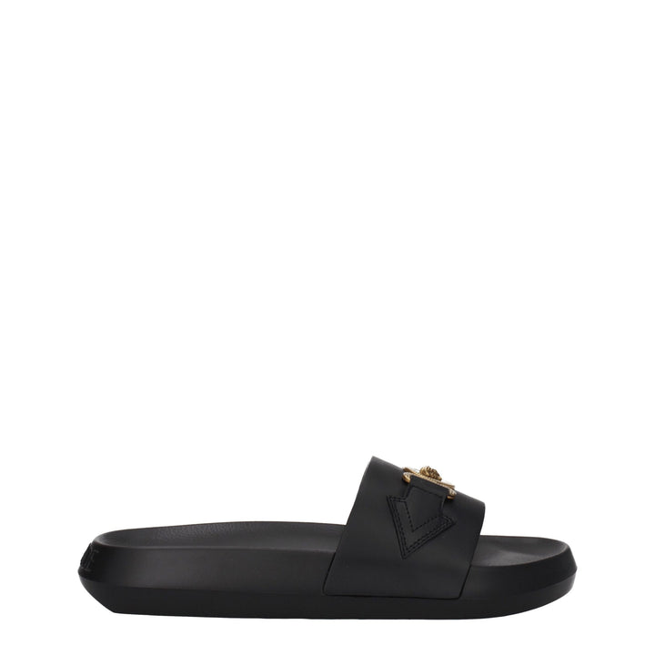 Black Leather Slippers