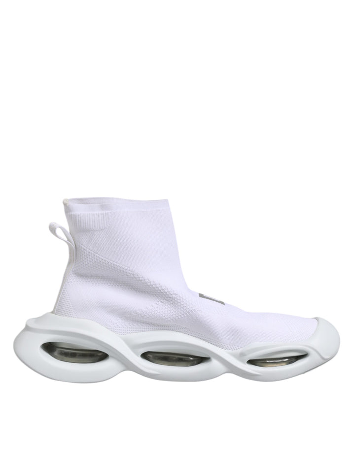 White Silver Slip On Wave Socks Sneakers Shoes