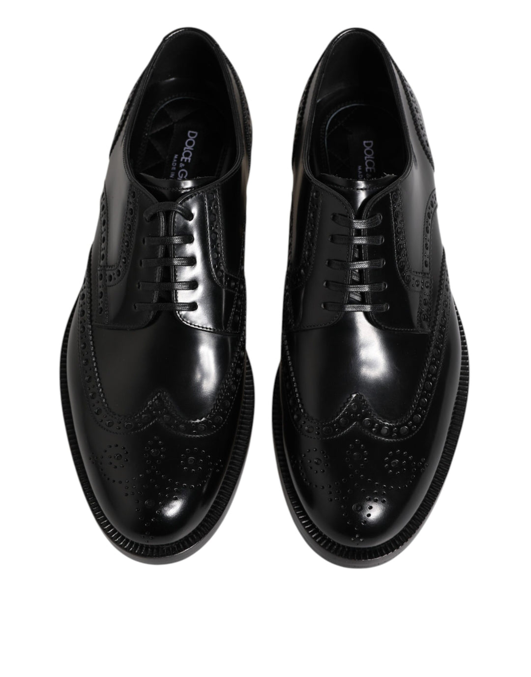 Black Leather Derby Wingtip Formal Shoes
