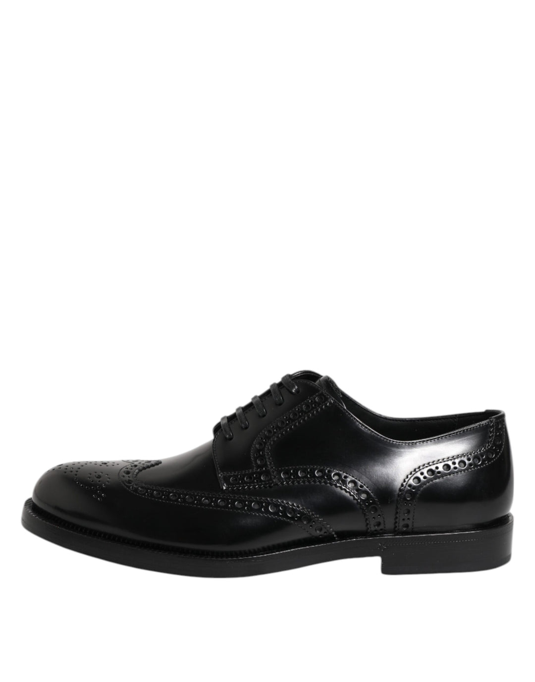 Black Leather Derby Wingtip Formal Shoes