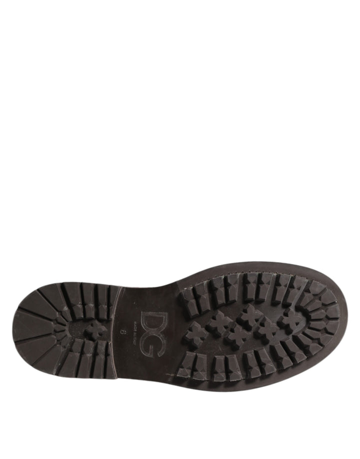 Brown Leather Distressed Brogue Lace Up Shoes