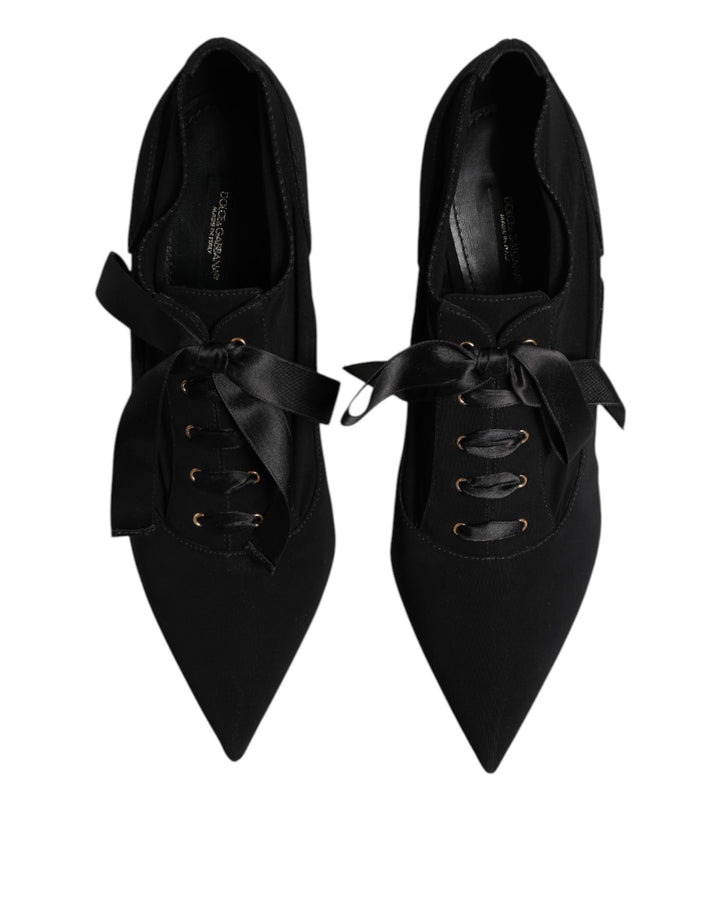 Black Lace Up Stiletto Heels Pumps Shoes