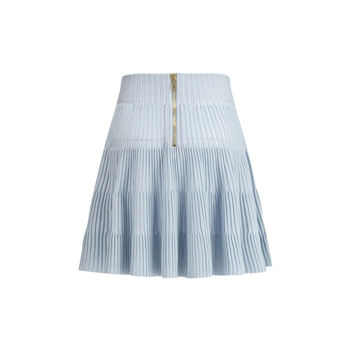Blue Viscose Mini Skirt