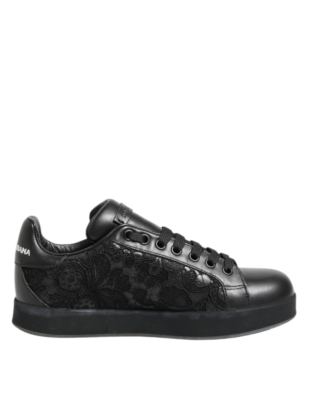 Black Floral Lace Low Top Sneakers Shoes