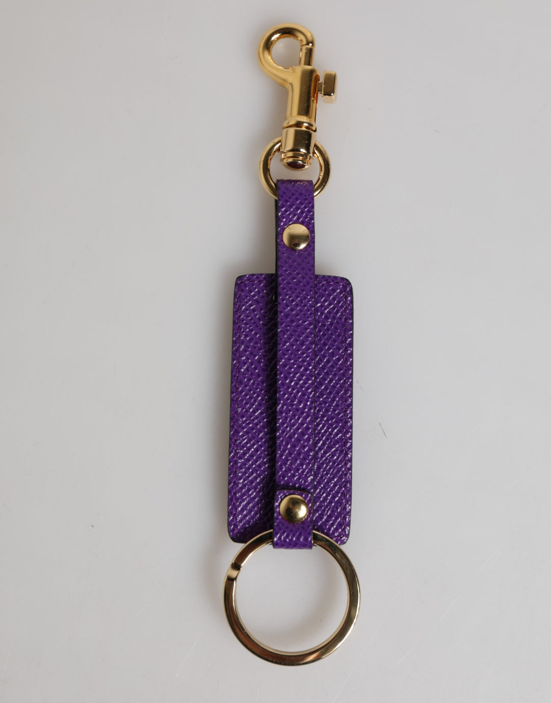 Purple DG Logo Leather Gold Tone Metal Keyring Keychain