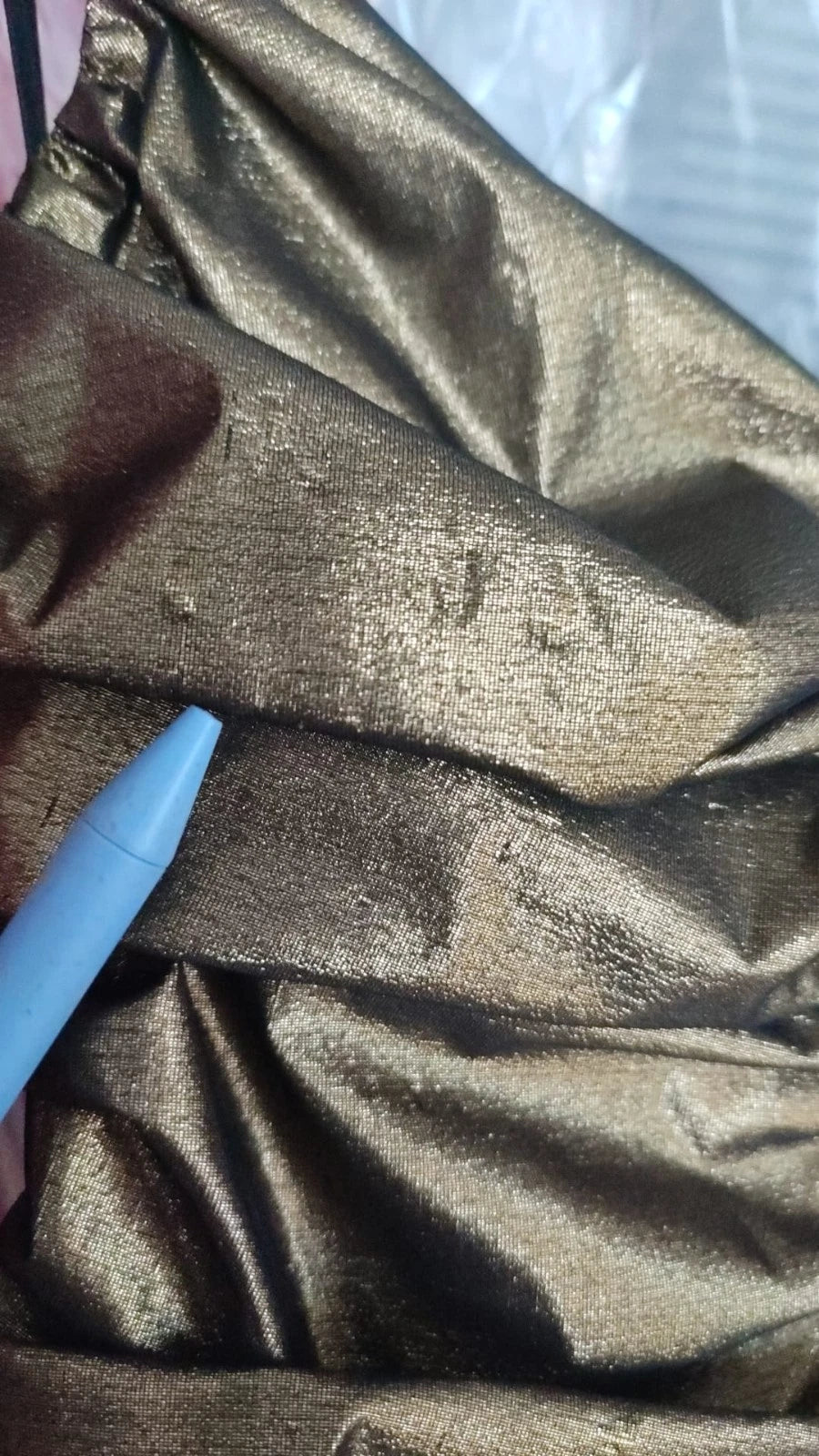 Gold Metallic Stretch Bodycon Ruched Dress