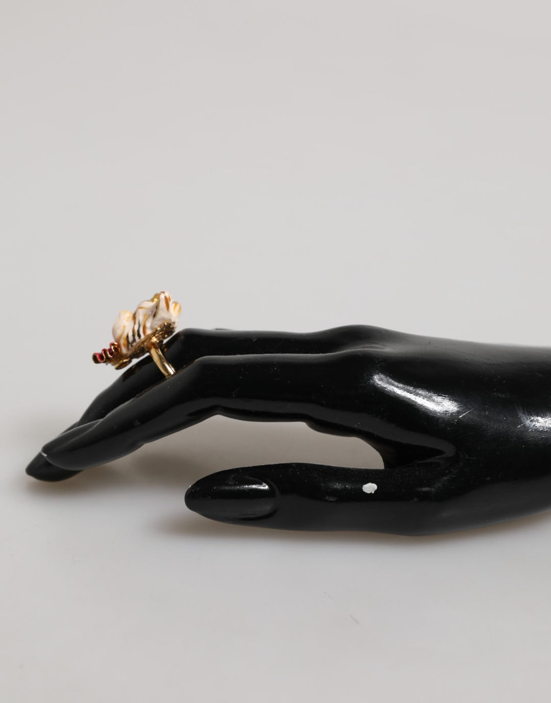 Gold Brass Resin Beige Dog Pet Accessory Ring