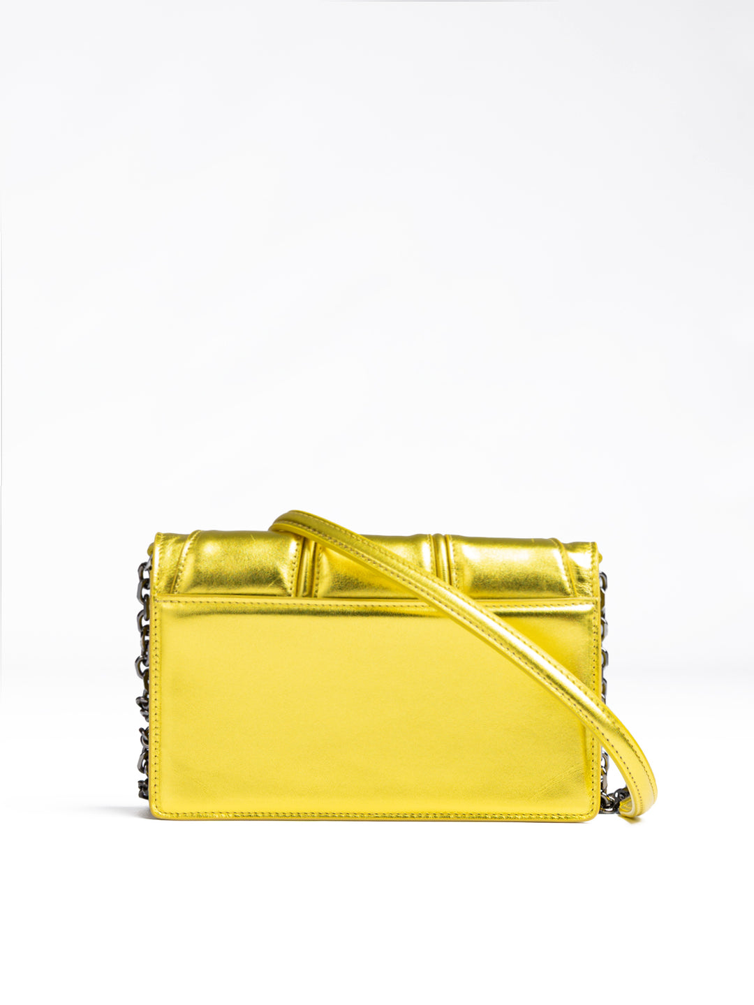 Metal Yellow GT patent leather bag with chain