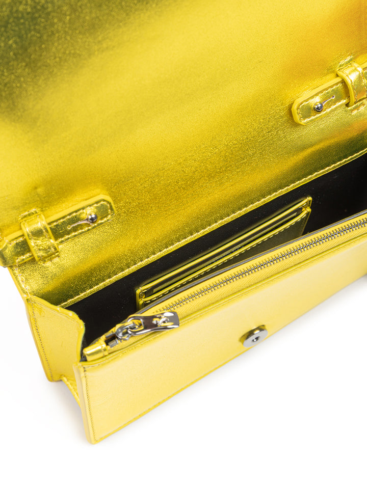 Metal Yellow GT patent leather bag with chain
