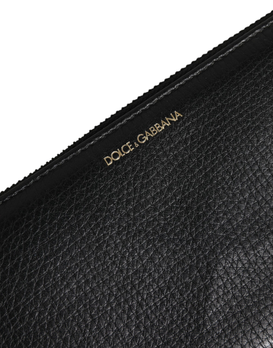 Black Calfskin Leather Logo Zip Around Continental Wallet