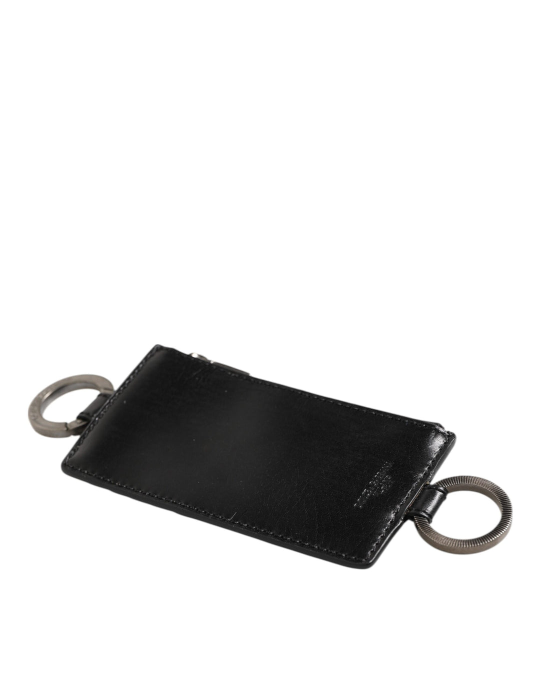 Black Leather Logo Embossed Lanyard Card Holde Wallet
