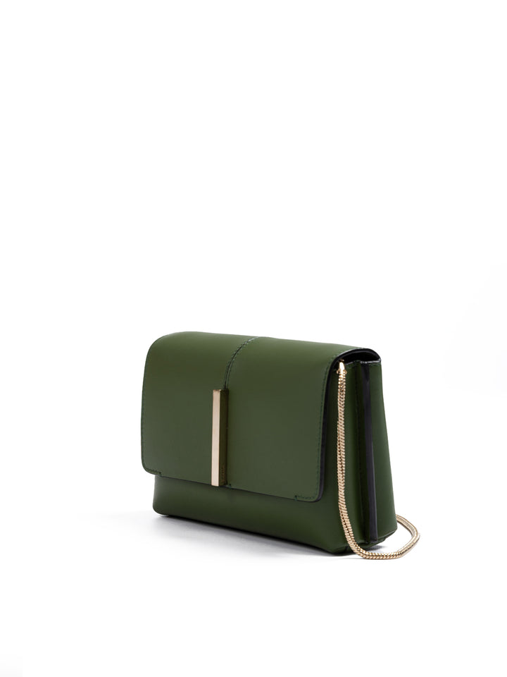 Dark Green Leather Crossbody Bag