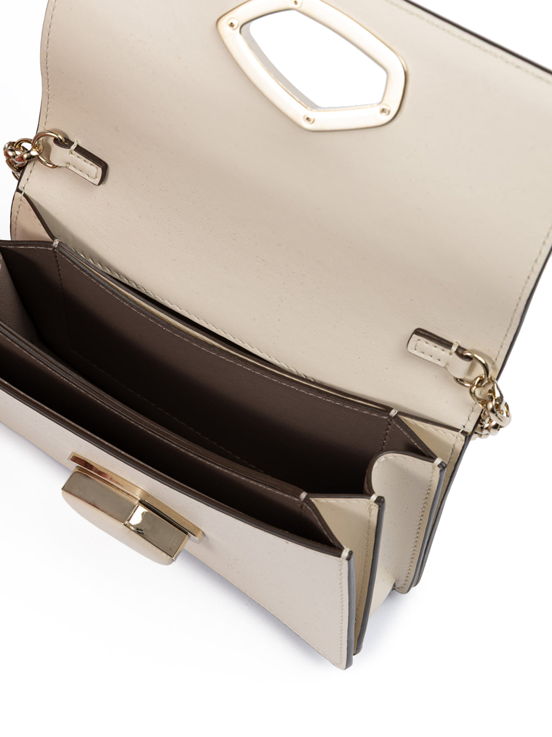 Beige Leather Clutch Bag