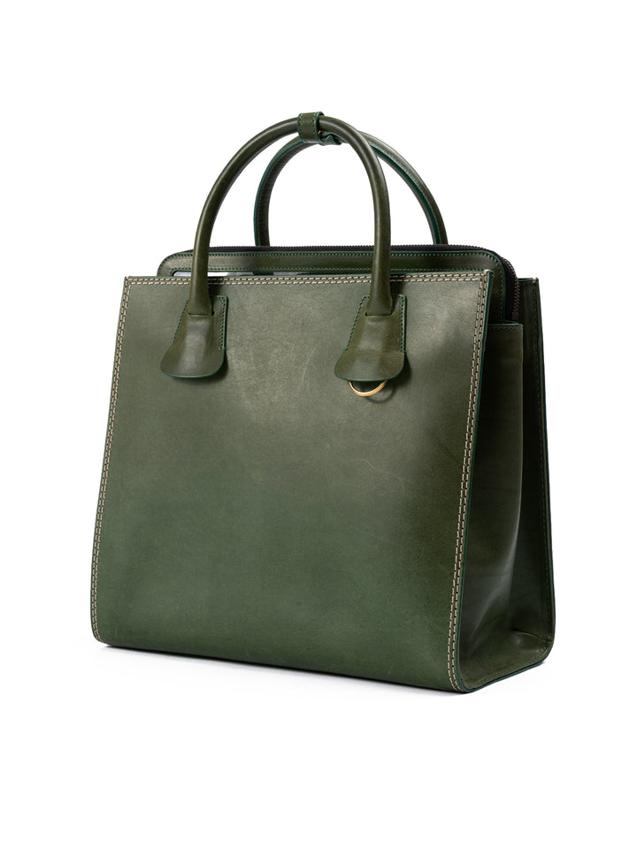 Green Leather Tote Bag