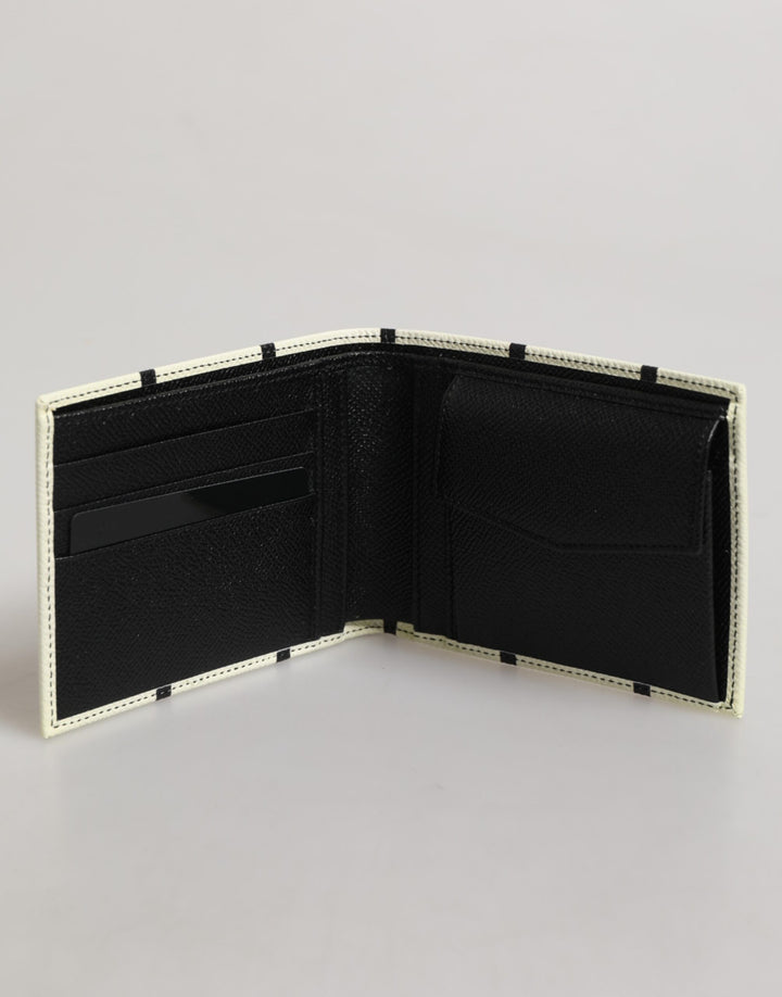 White Leather DG Crown Royals Bifold Card Holder Wallet