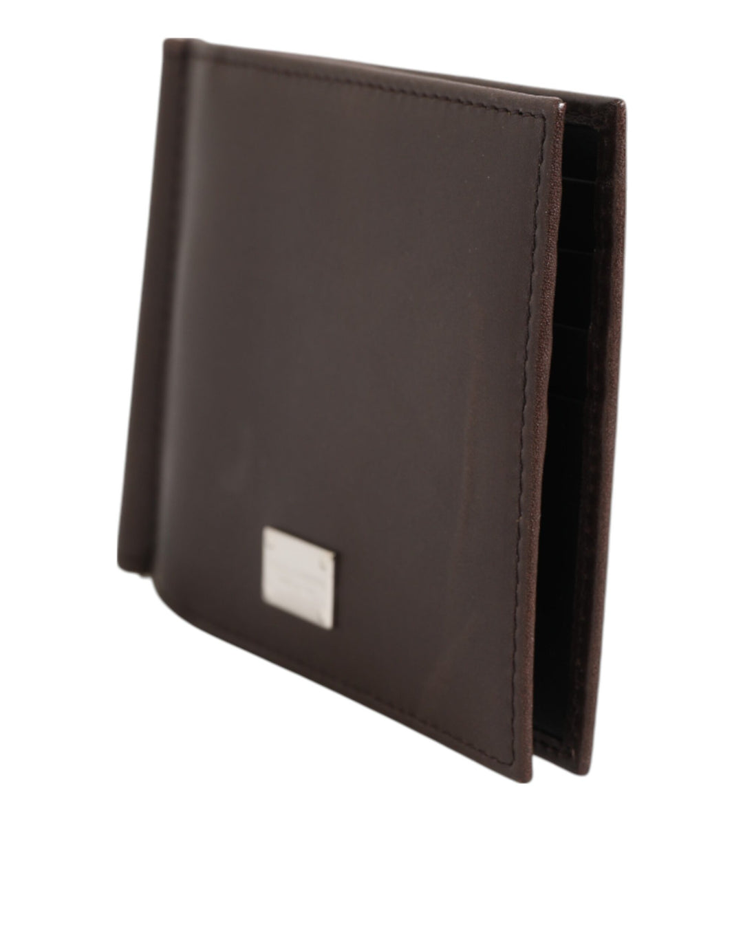 Brown Leather DG Logo Engrave Bifold Card Holder Wallet