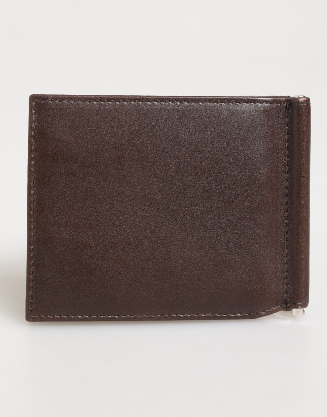 Brown Leather DG Logo Engrave Bifold Card Holder Wallet