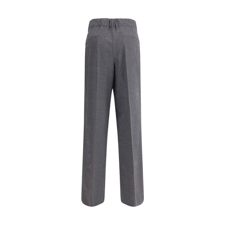Gray Elastane Casual Pants
