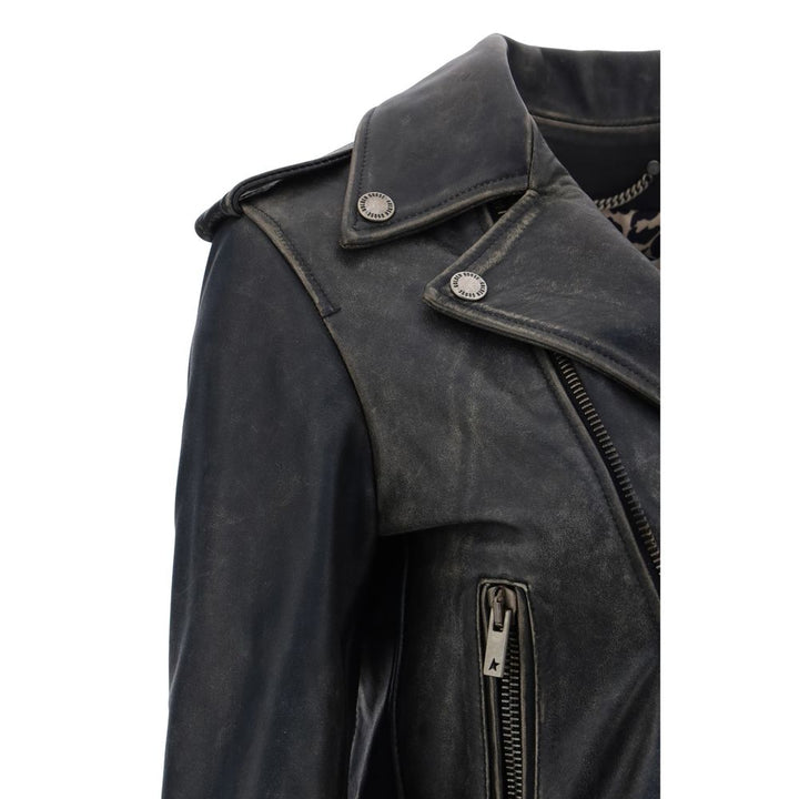 Black Calf Leather Bos Taurus Biker Jacket