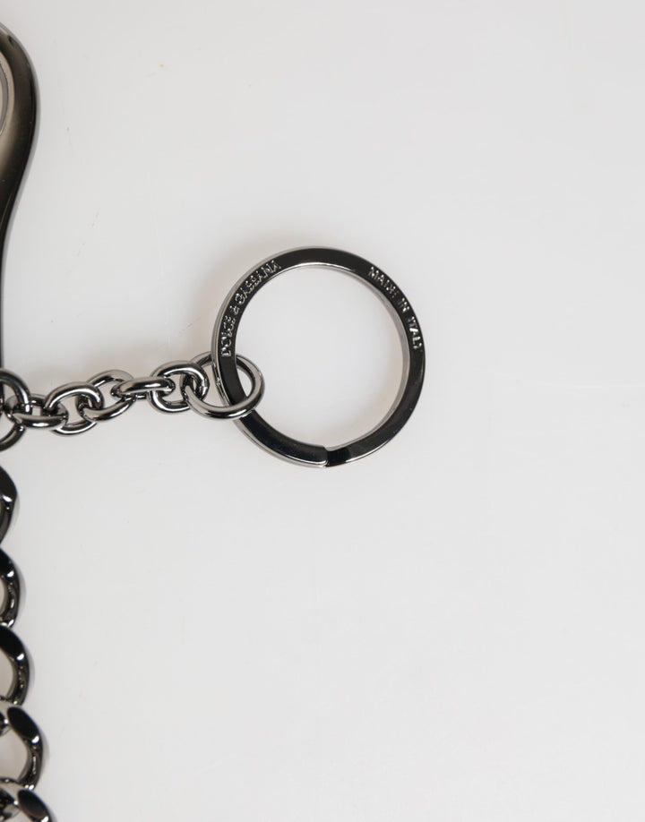 Black Red Military Leather Patch DG Logo Keychain Keyring