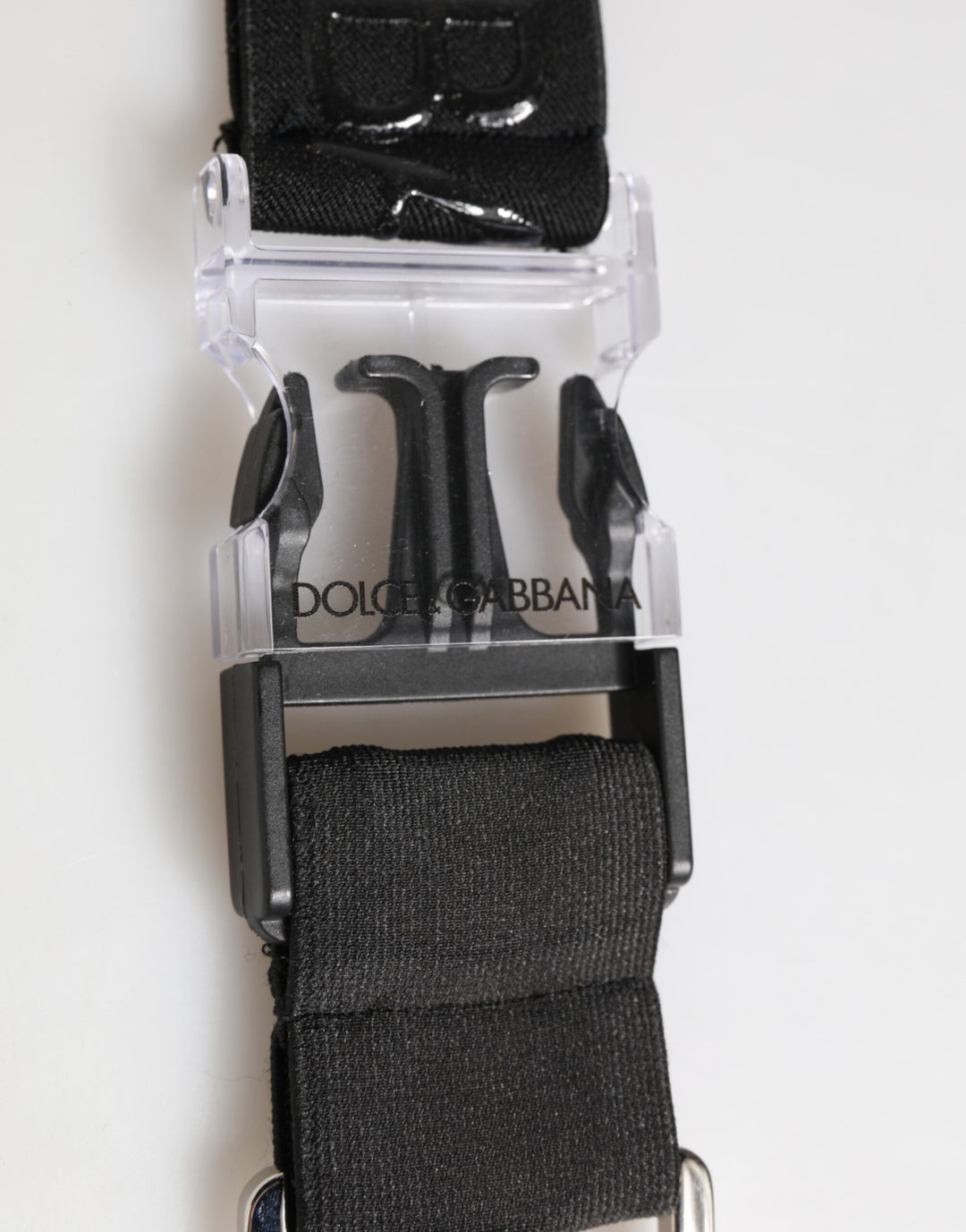 Black Polyester Stretch Rubberised DG Logo Men Keychain