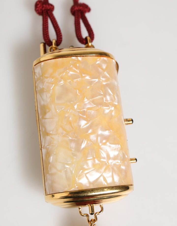 White Resin Gold Metal Crossbody Mini Purse Pendant Bag