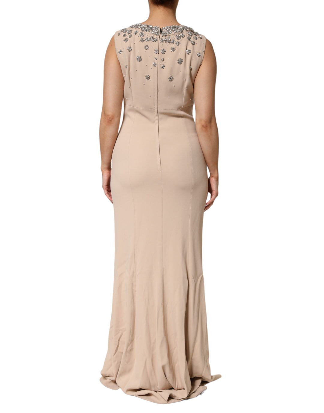 Nude Ecru Beaded Crystal Embellished Dress