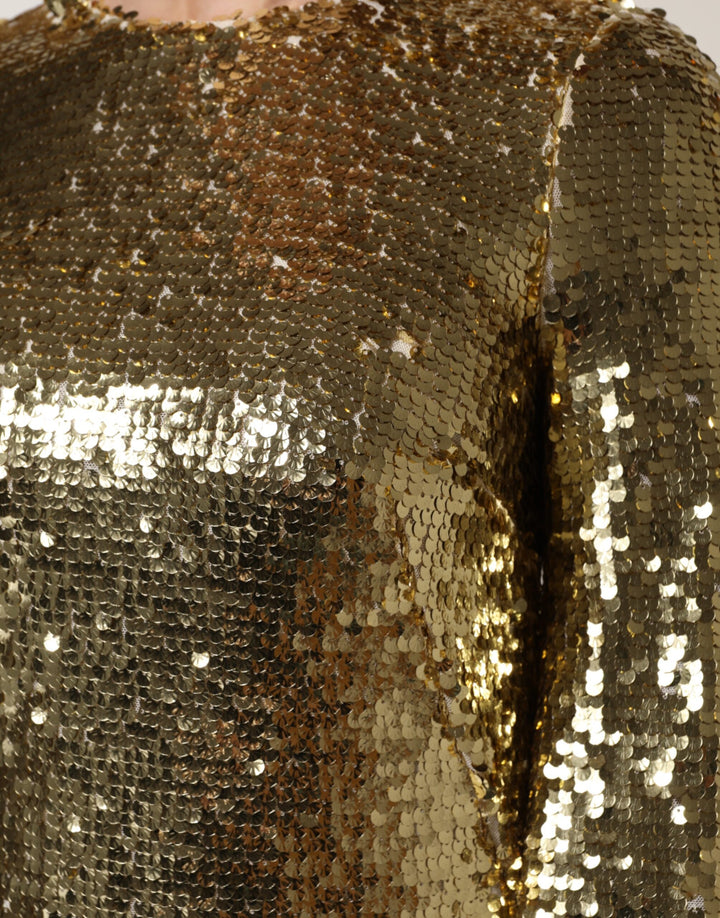Gold Sequin Long Sleeve Mini Dress