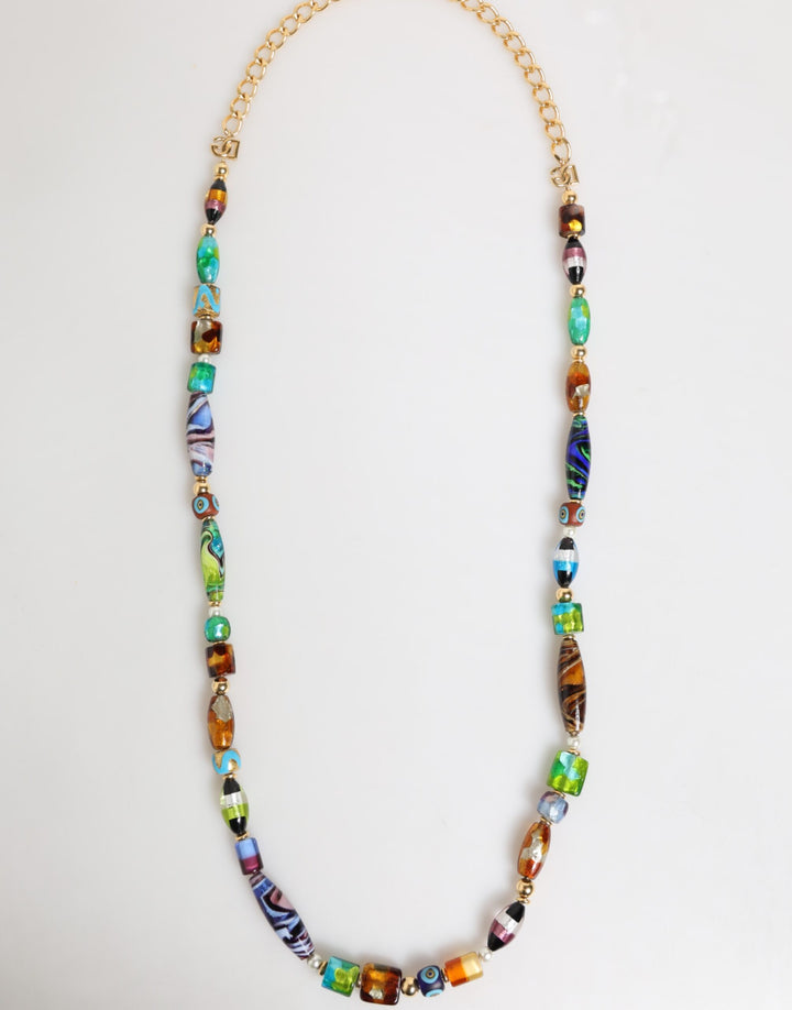 Multicolor Murano Glass Beads Brass Women Jewelry Necklace