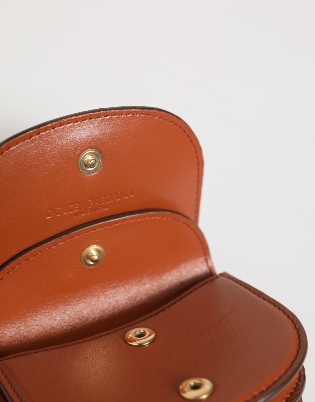 Brown Leopard Print Calf Leather Small Coin Purse Wallet