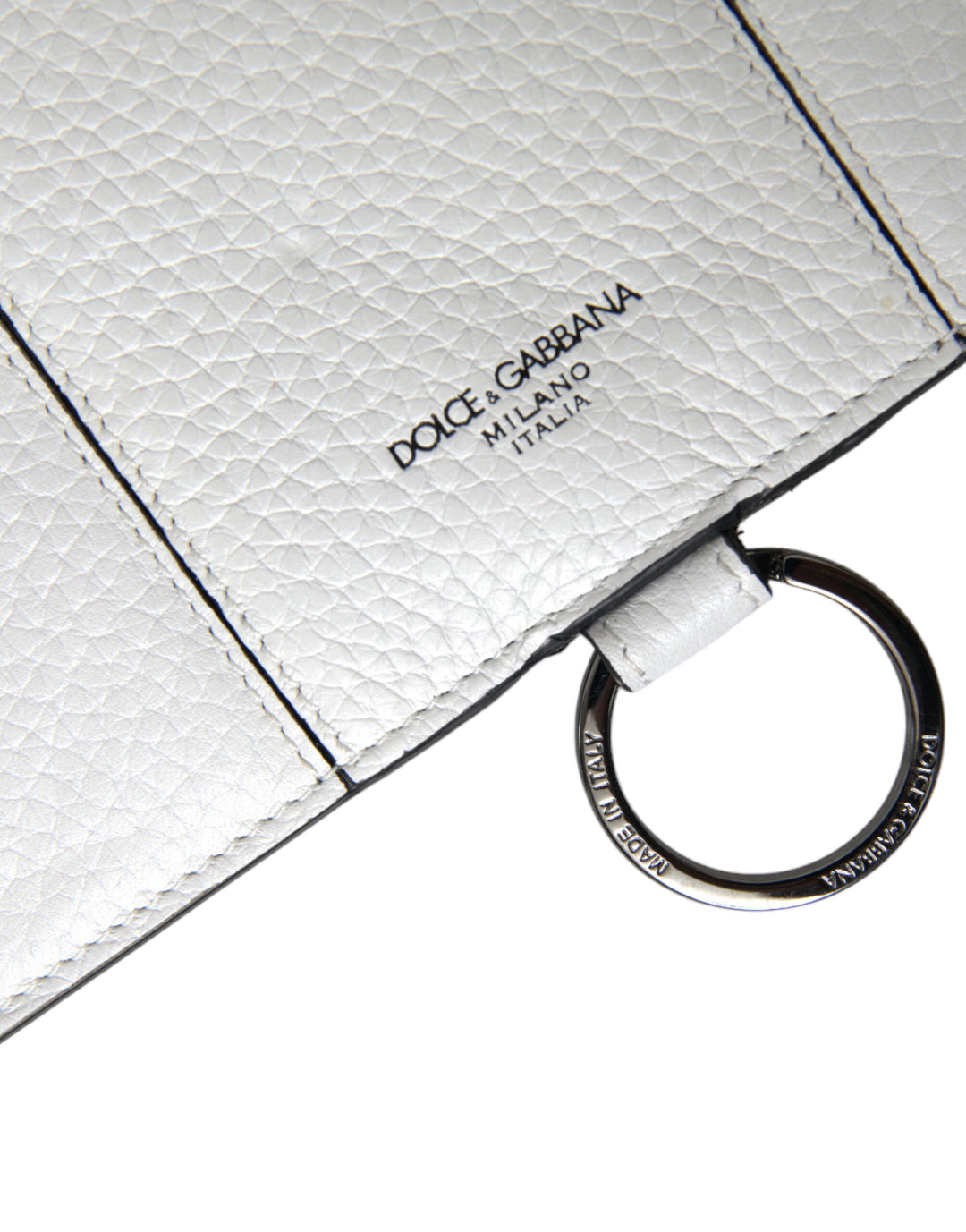 White Calfskin Leather Large Crossbody Card Holder Wallet