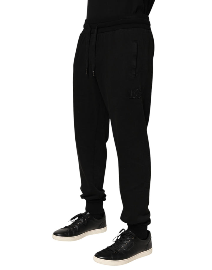 Black Cotton DG Logo Men Jogger Pants