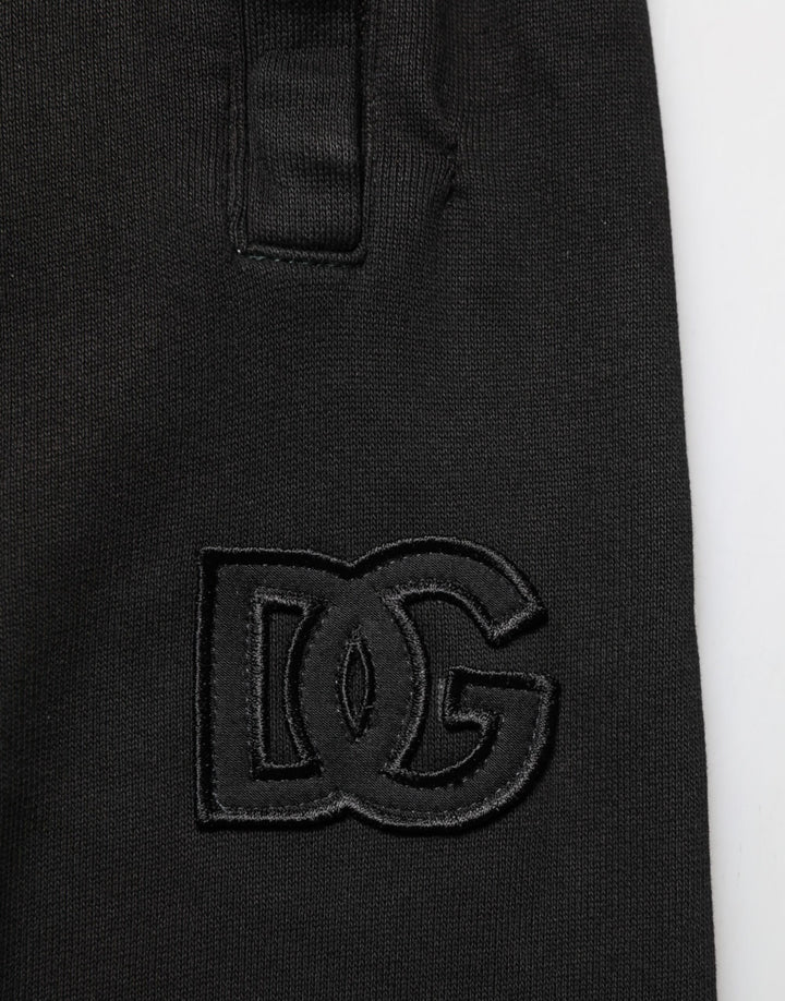 Black Cotton DG Logo Men Jogger Pants